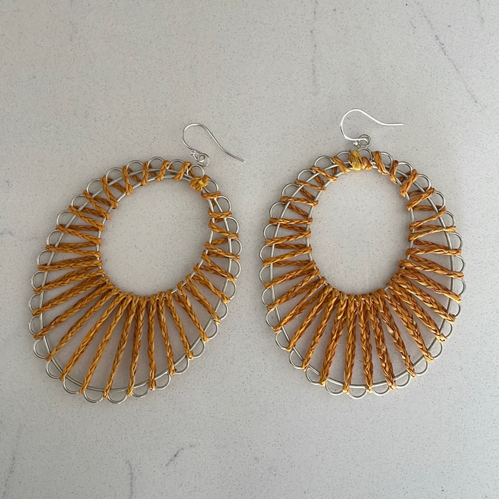 Anthropologie Large Raffia Earrings